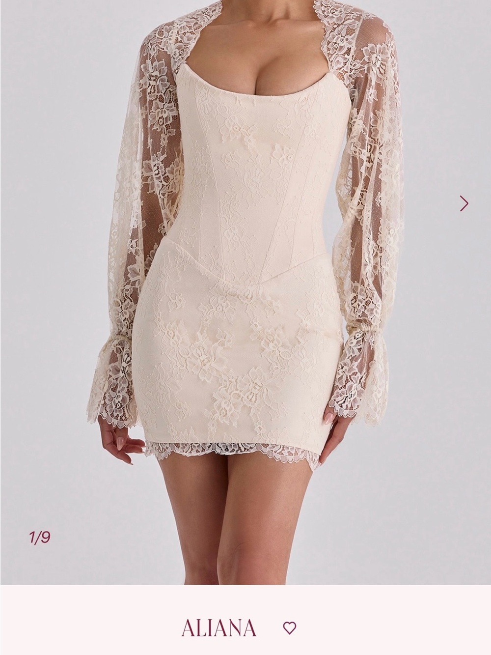 Ivory Lace Long-Sleeve Mini Dress